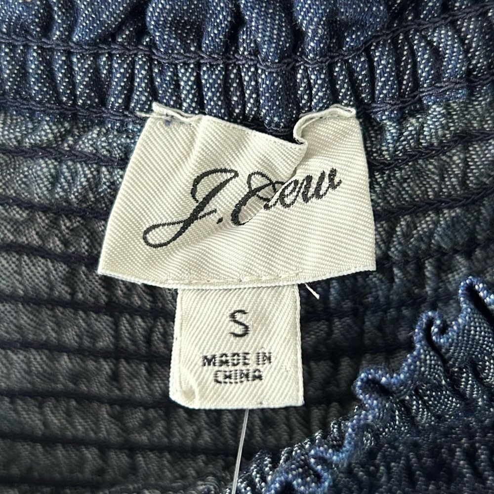 NWT J. Crew Puff-Sleeve Chambray Smocked Top denim blue size small - Picture 4 of 16